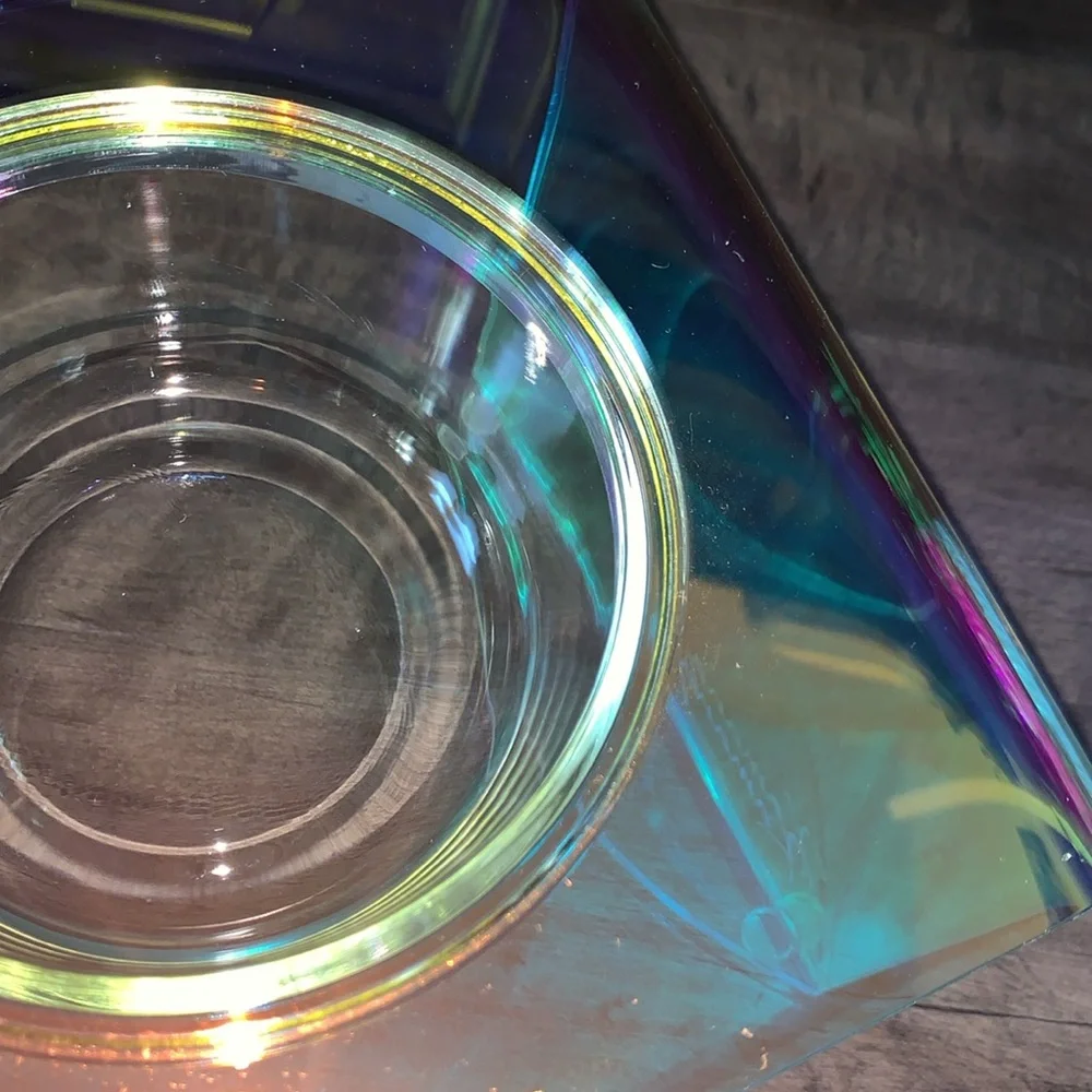 KAMANG HOLOGRAPHIC PET GLASS BOWL FEEDER FOR CATS & DOGS